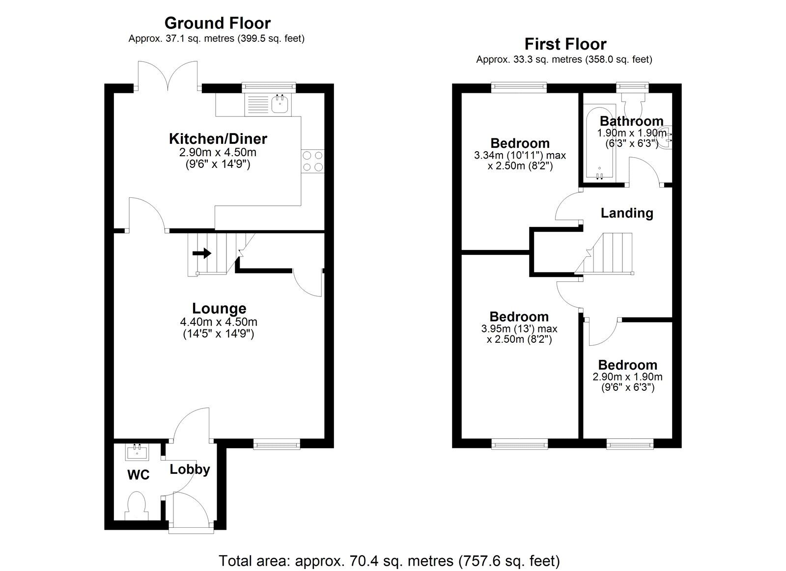 Floorplan of 3 bedroom Detached House for sale, Brass Thill Way, Greencroft, Durham, DH9