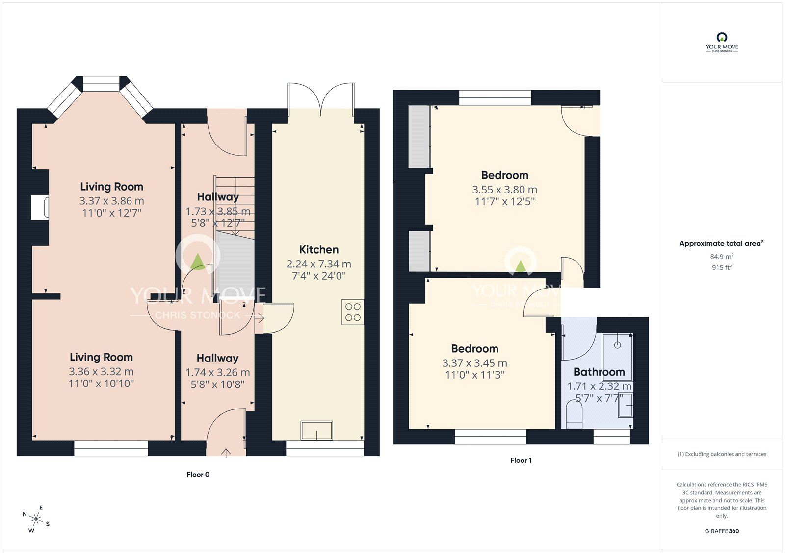 Floorplan of 2 bedroom Semi Detached House for sale, Wesley Terrace Castleside, Consett, Durham, DH8