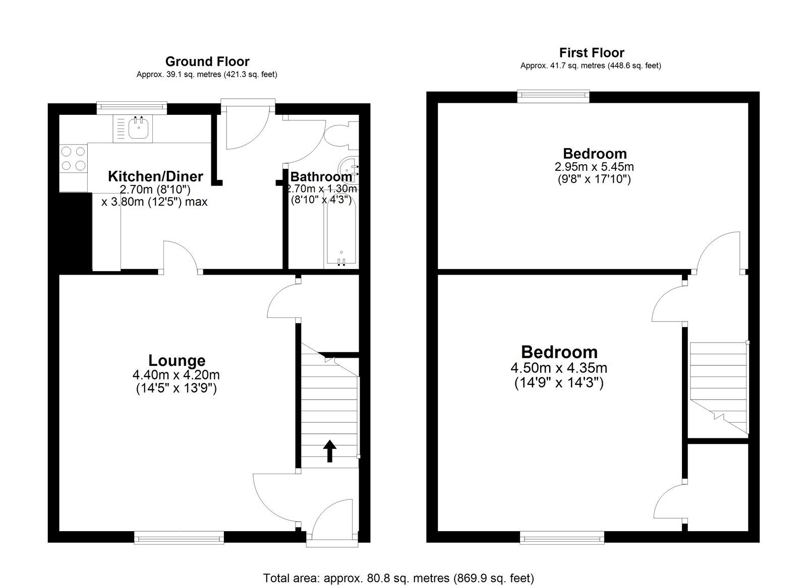 Floorplan of 2 bedroom Mid Terrace House for sale, Edith Street, Consett, Durham, DH8