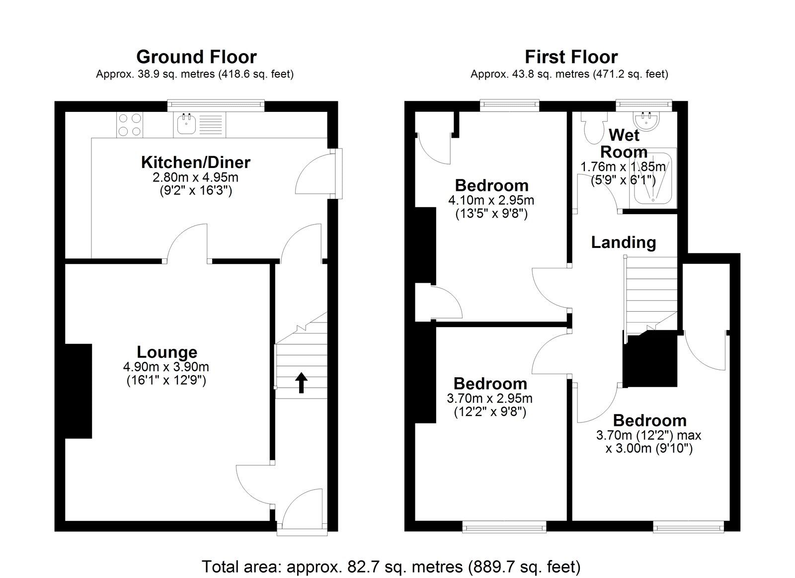 Floorplan of 3 bedroom Mid Terrace House for sale, Pemberton Avenue, Consett, Durham, DH8