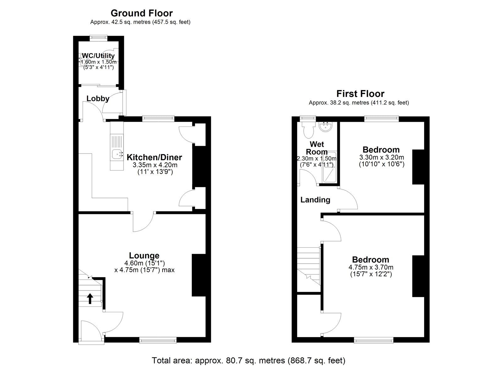 Floorplan of 2 bedroom Mid Terrace House for sale, Albert Road, Consett, Durham, DH8