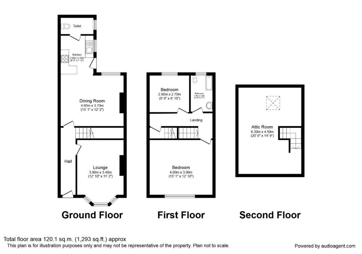 Floorplan of 2 bedroom Mid Terrace House for sale, Prospect Terrace, Lanchester, Durham, DH7