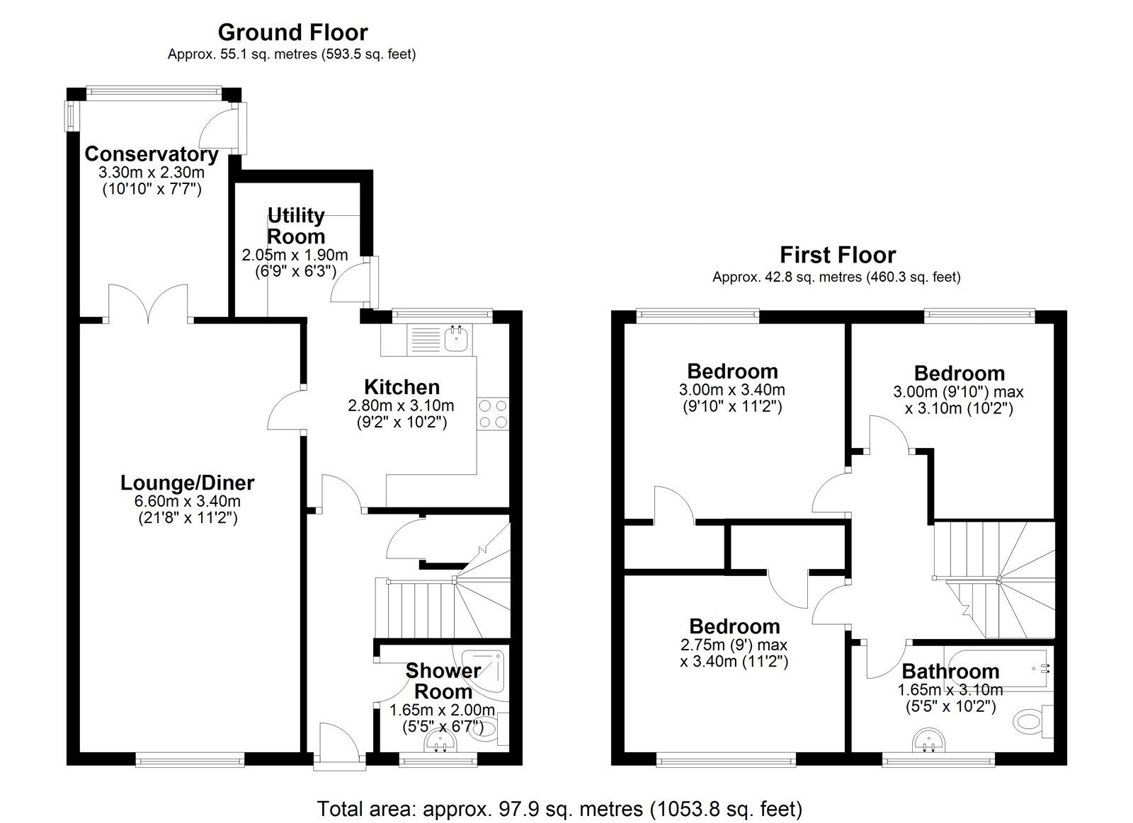 Floorplan of 3 bedroom Mid Terrace House for sale, Felltop, Blackhill, Consett, Durham, DH8