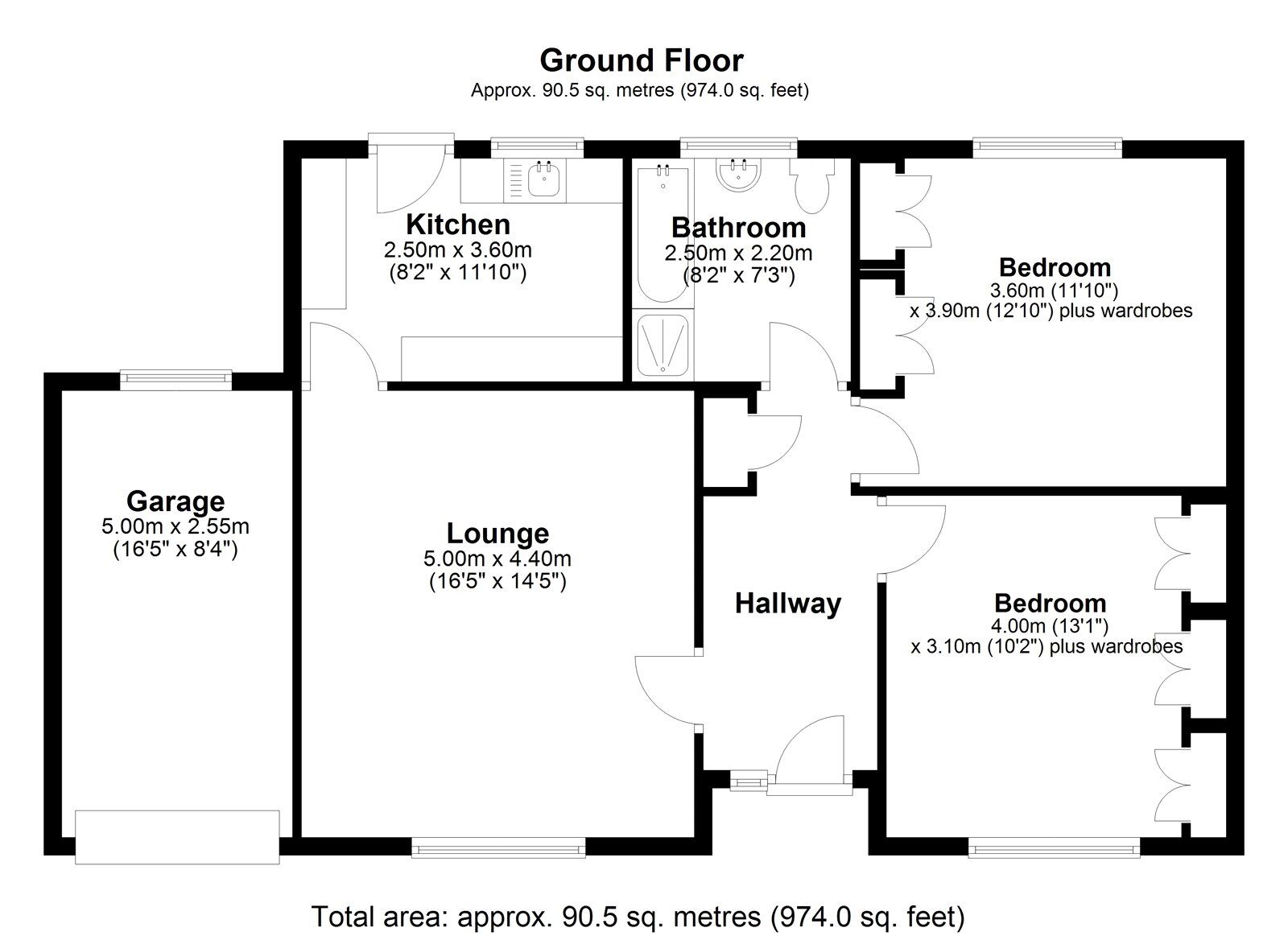 Floorplan of 2 bedroom Semi Detached Bungalow for sale, Windsor Drive, Catchgate, Stanley, Durham, DH9