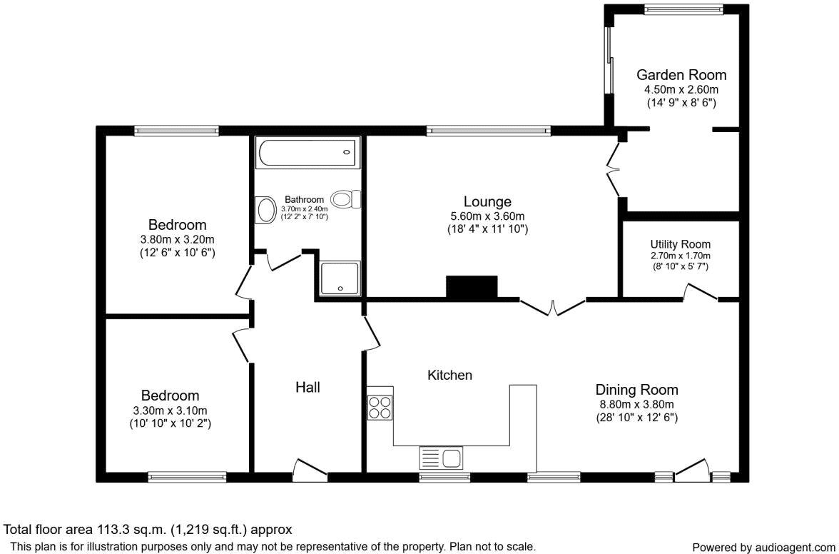 Floorplan of 2 bedroom Detached Bungalow for sale, Iveston Lane, Iveston, Consett, Durham, DH8