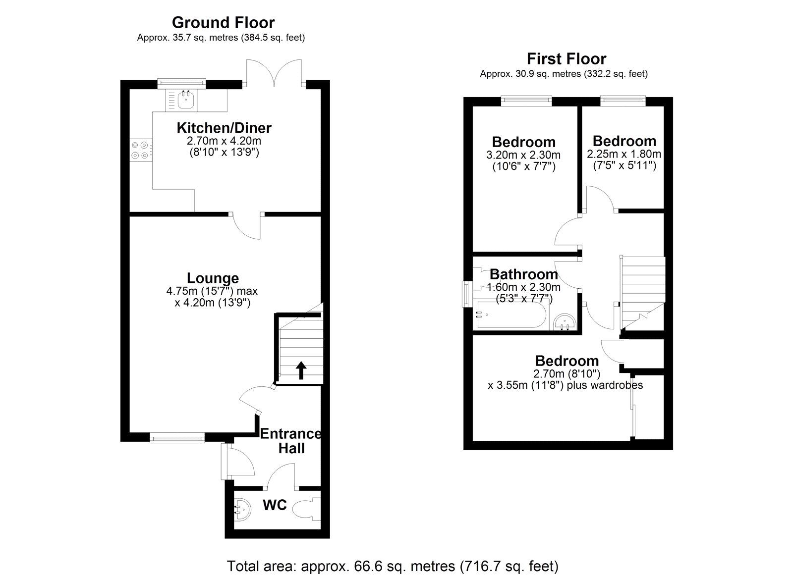 Floorplan of 3 bedroom Semi Detached House for sale, Langdon Close, Templetown, Consett, Durham, DH8