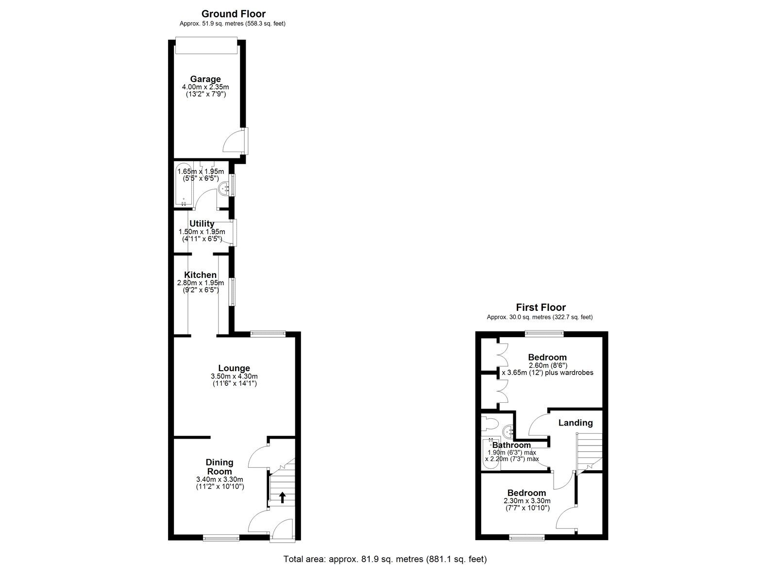 Floorplan of 2 bedroom Mid Terrace House for sale, Railway Street, Lanchester, Durham, DH7