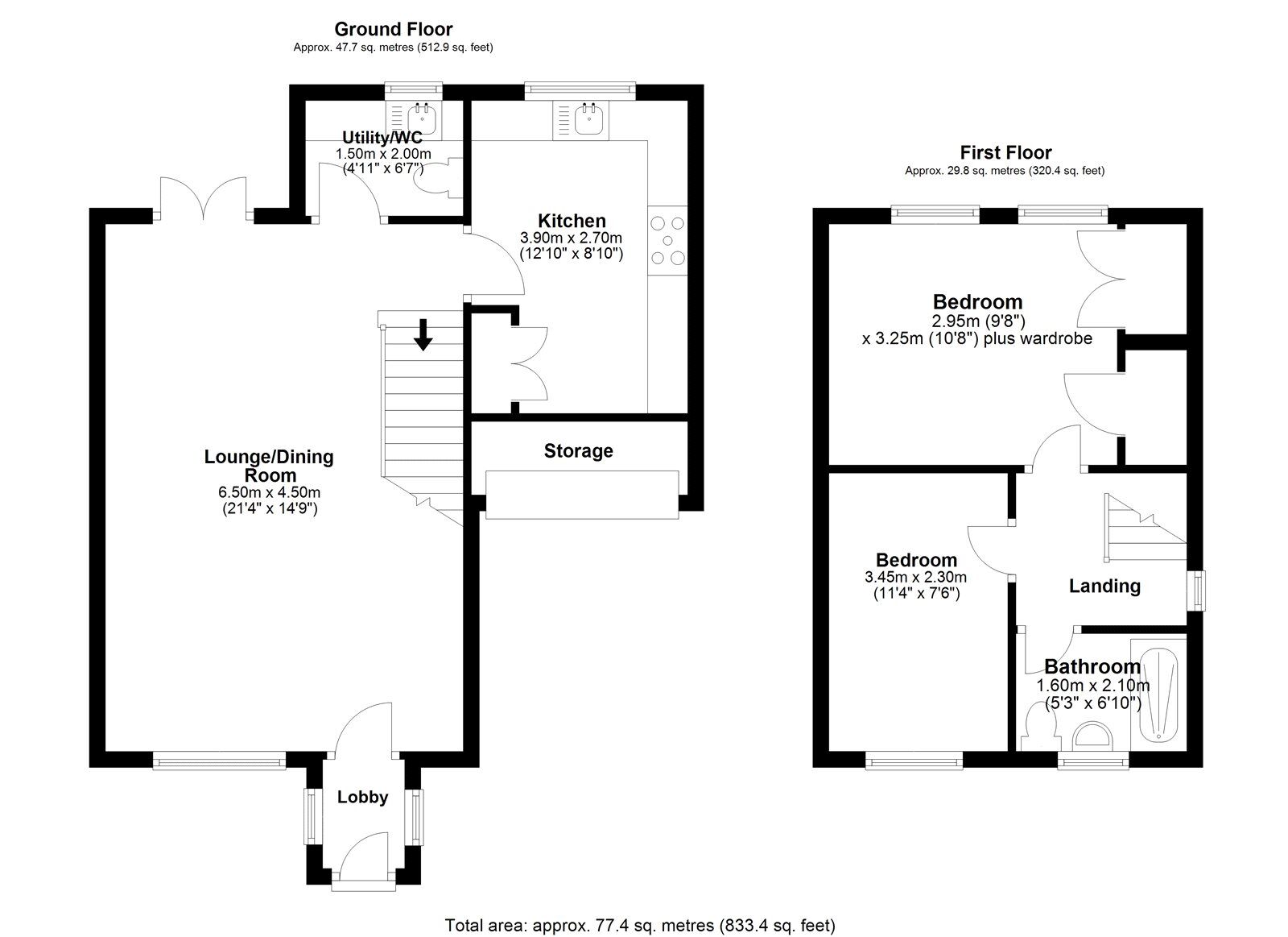 Floorplan of 2 bedroom Semi Detached House for sale, Ponthead Mews, Consett, Durham, DH8