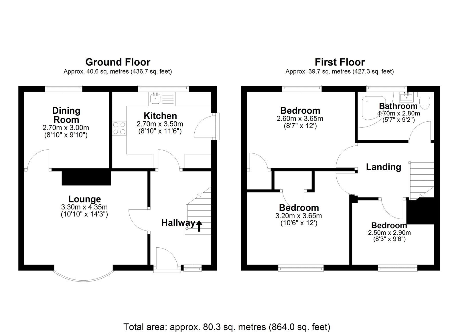 Floorplan of 3 bedroom Semi Detached House for sale, Iveston Road, Delves Lane, Consett, Durham, DH8