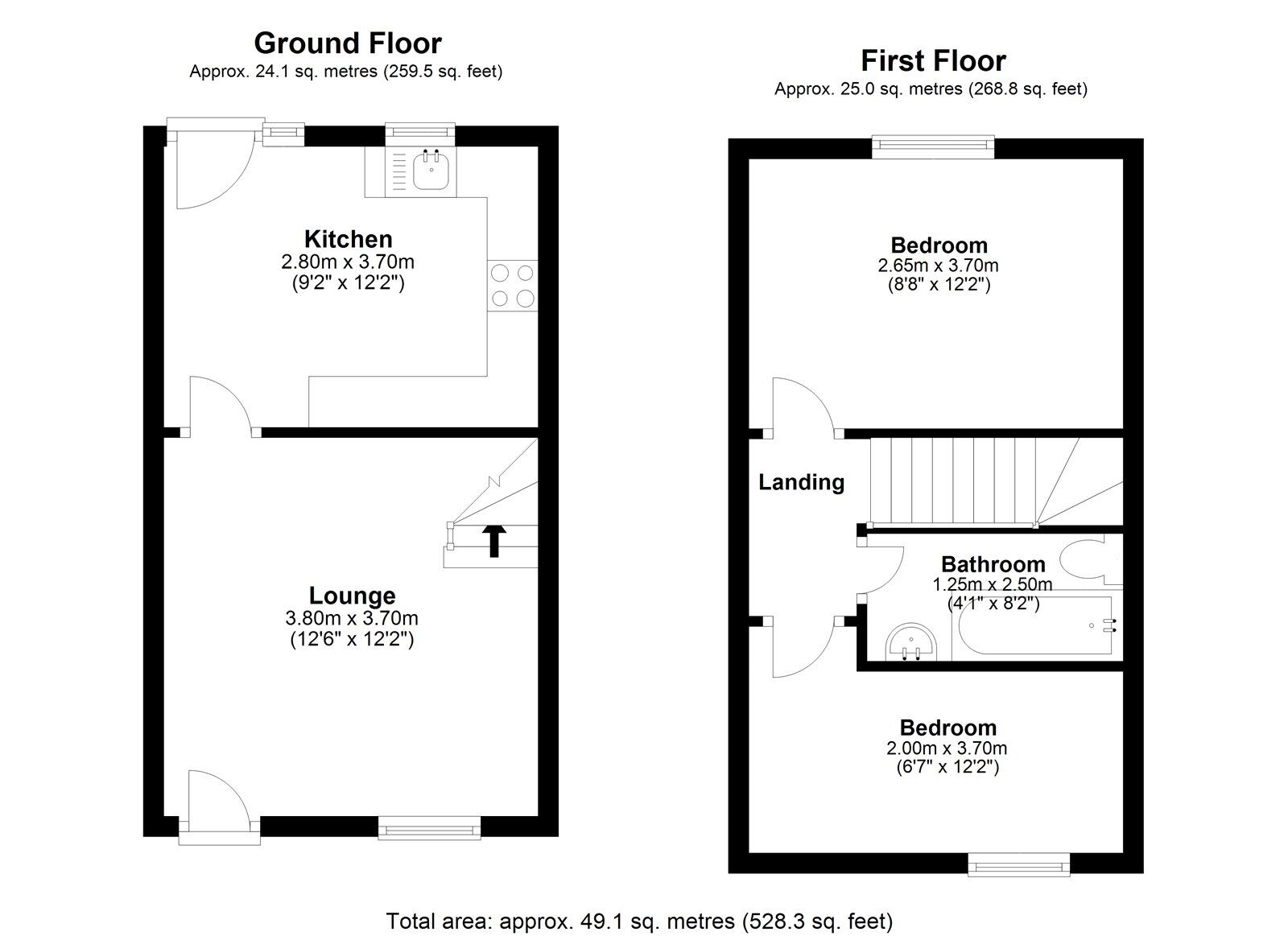 Floorplan of 2 bedroom Mid Terrace House for sale, Oakfield Lane, The Grove, Consett, Durham, DH8