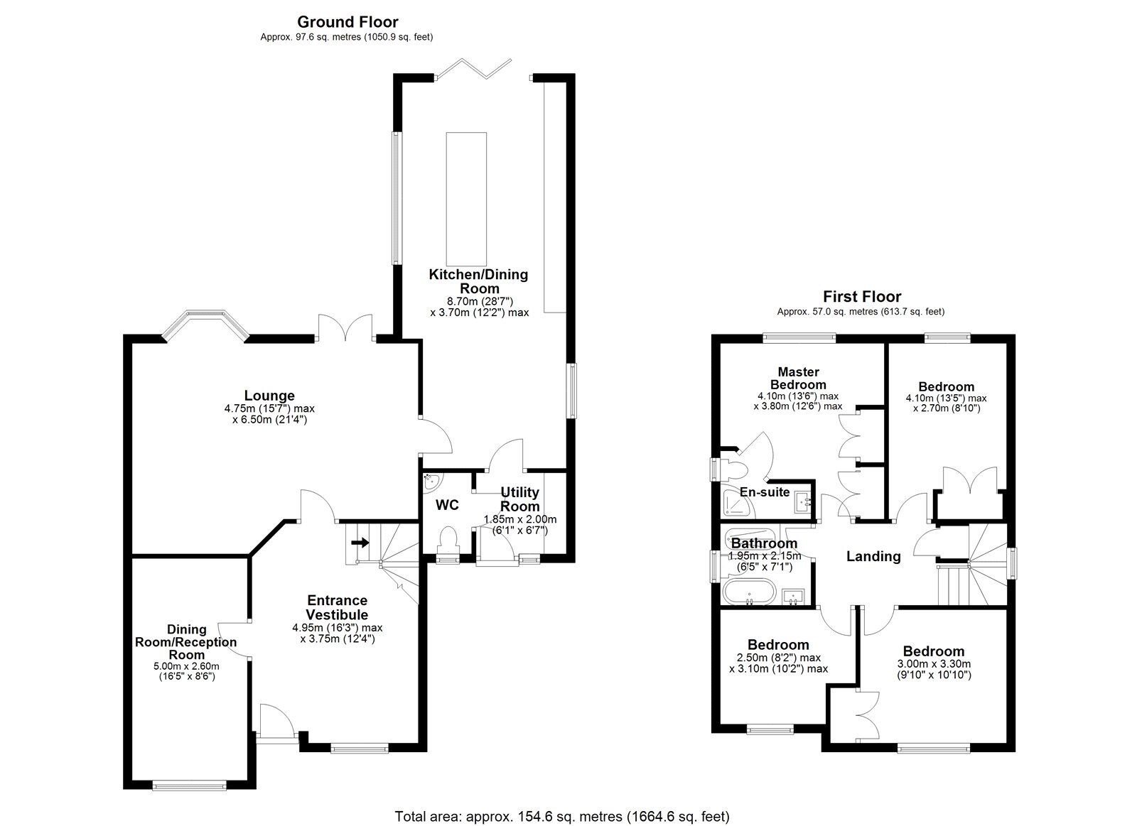 Floorplan of 4 bedroom Detached House for sale, Stuart Court, Consett, Durham, DH8