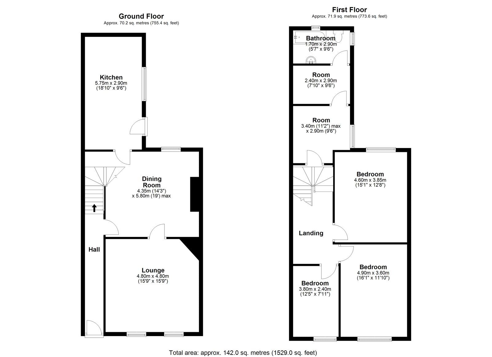 Floorplan of 3 bedroom Mid Terrace House for sale, Derwent Street  Blackhill, Consett, Durham, DH8