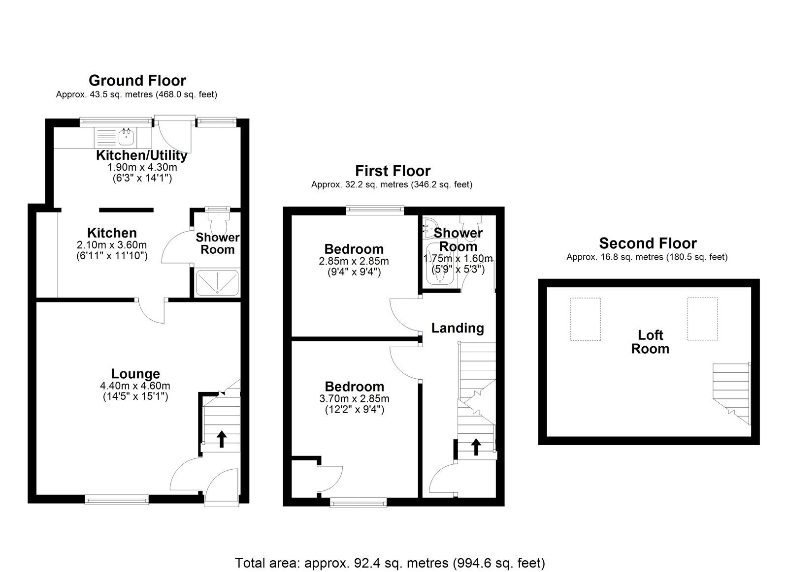 Floorplan of 2 bedroom Mid Terrace House for sale, Knitsley Gardens, Consett, Durham, DH8