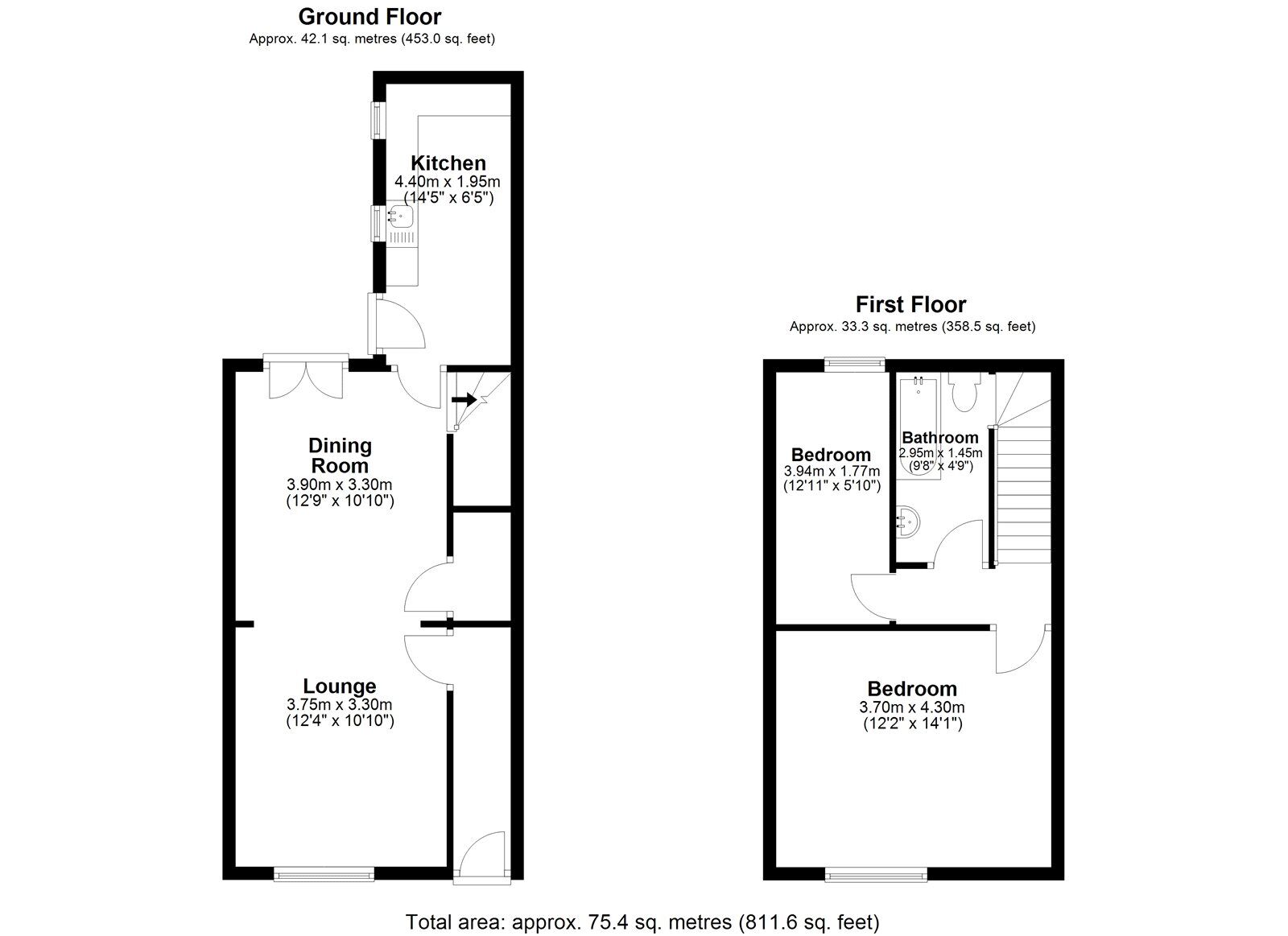Floorplan of 2 bedroom Mid Terrace House for sale, Seymour Street, Consett, Durham, DH8