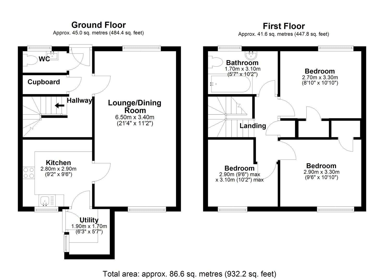 Floorplan of 3 bedroom End Terrace House for sale, High Ridge, Blackhill, Consett, Durham, DH8