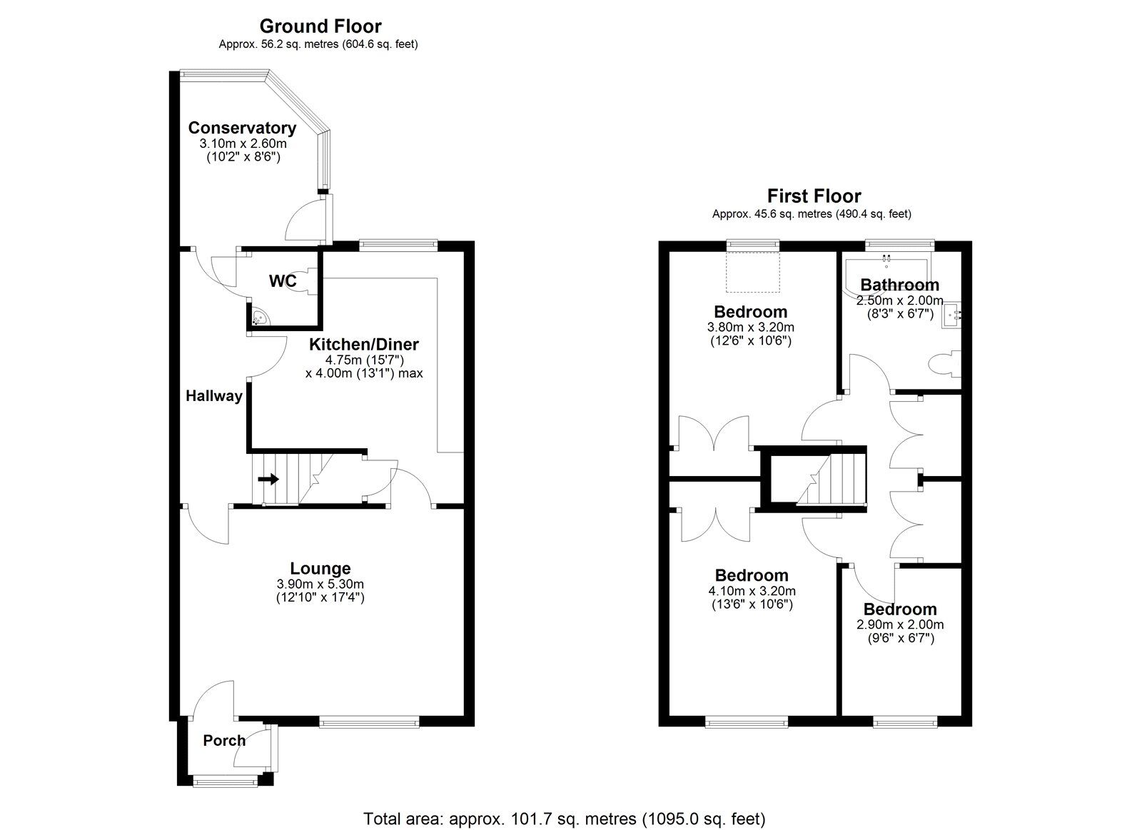 Floorplan of 3 bedroom End Terrace House for sale, South View, Bridgehill, Durham, DH8