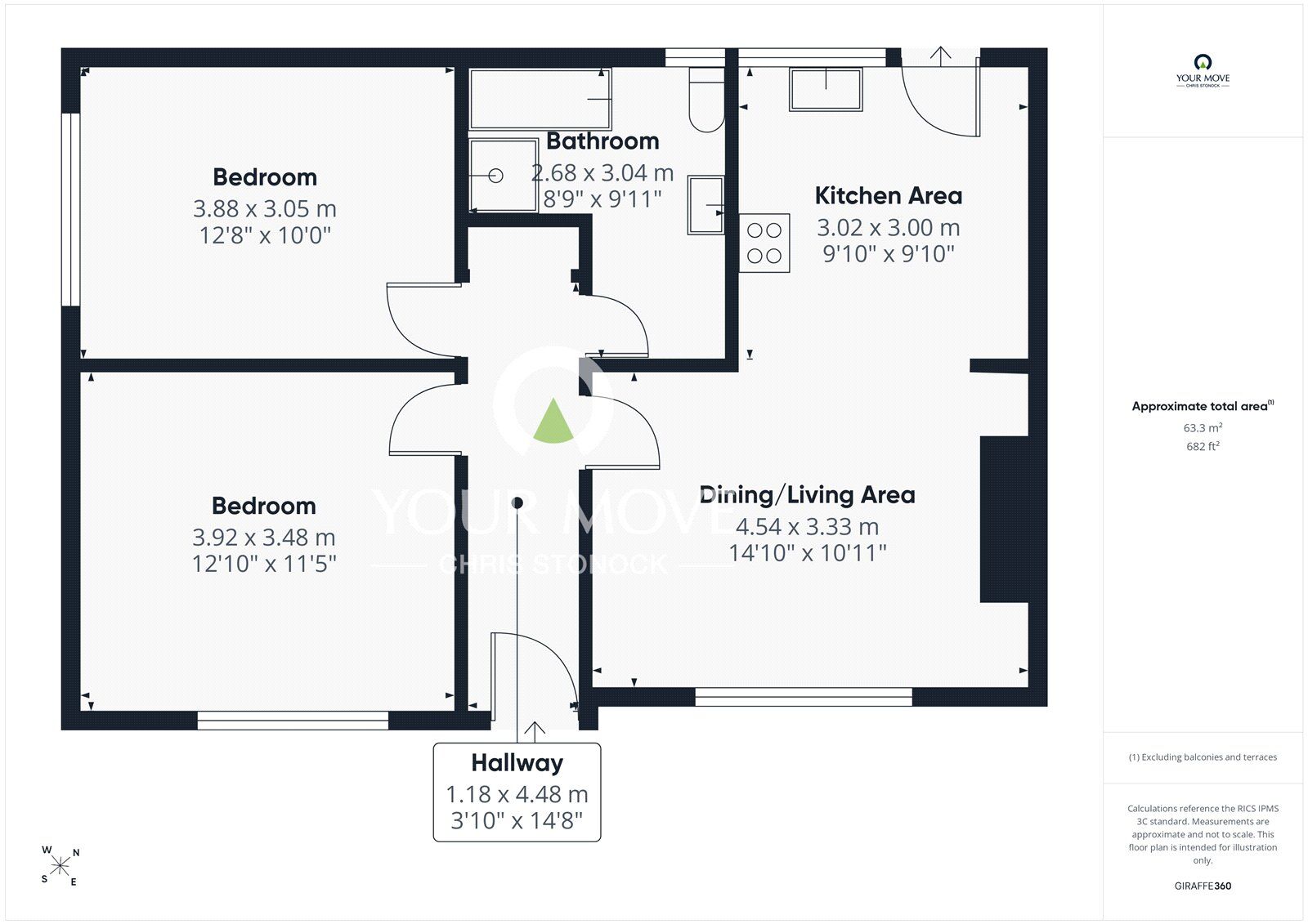 Floorplan of 2 bedroom Semi Detached Bungalow for sale, Glenmore, Delves Lane, Consett, Durham, DH8