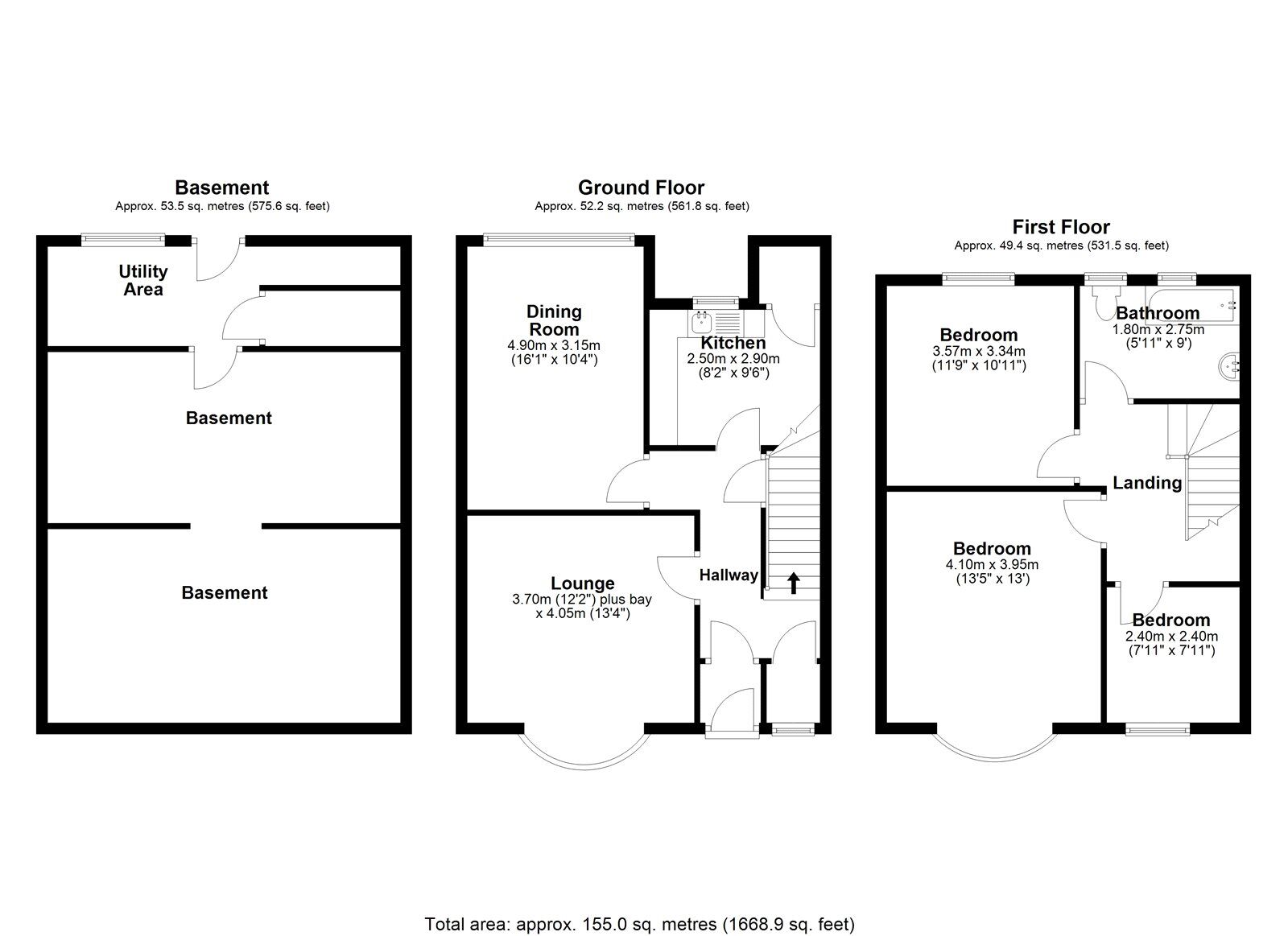 Floorplan of 3 bedroom Mid Terrace House for sale, Medomsley Road, Consett, Durham, DH8