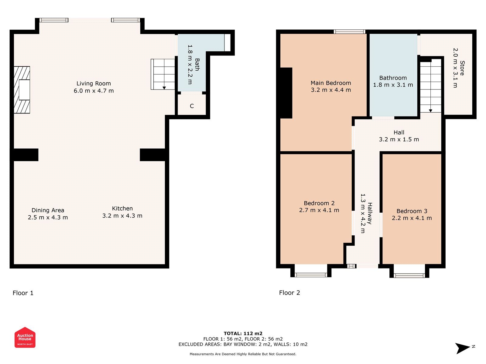 Floorplan of 5 bedroom Mid Terrace Flat for sale, Derwent Street, Blackhill, Consett, Durham, DH8
