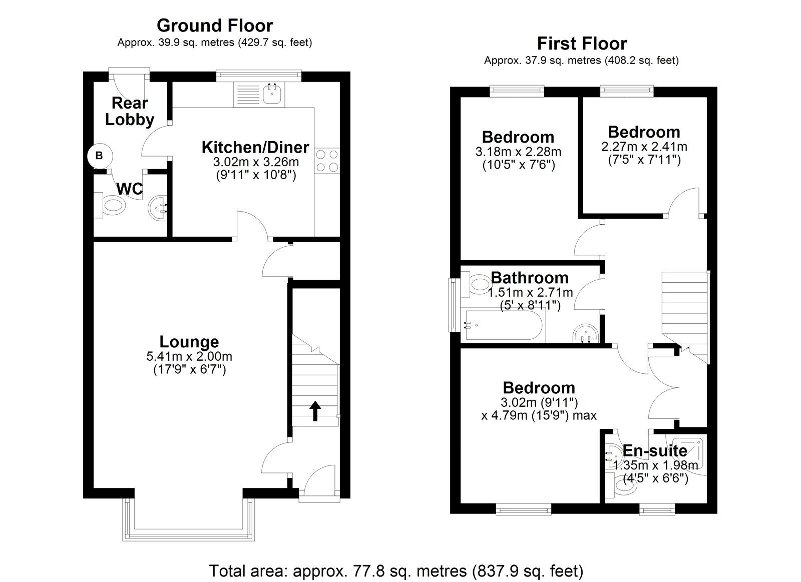 Floorplan of 3 bedroom End Terrace House to rent, Rosemary Close, Consett, Durham, DH8