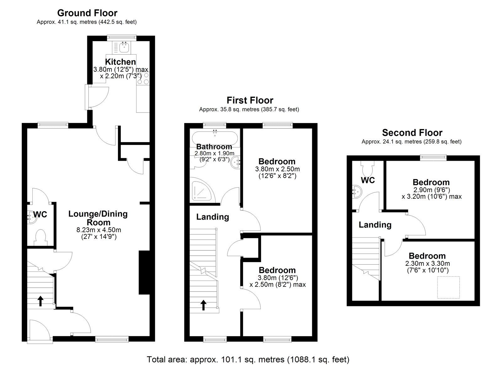 Floorplan of 4 bedroom Mid Terrace House for sale, Palmerston Street, Consett, Durham, DH8