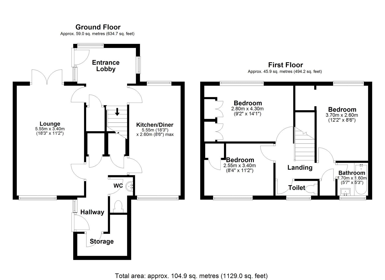 Floorplan of 3 bedroom Mid Terrace House for sale, Woodside Drive, Consett, Durham, DH8
