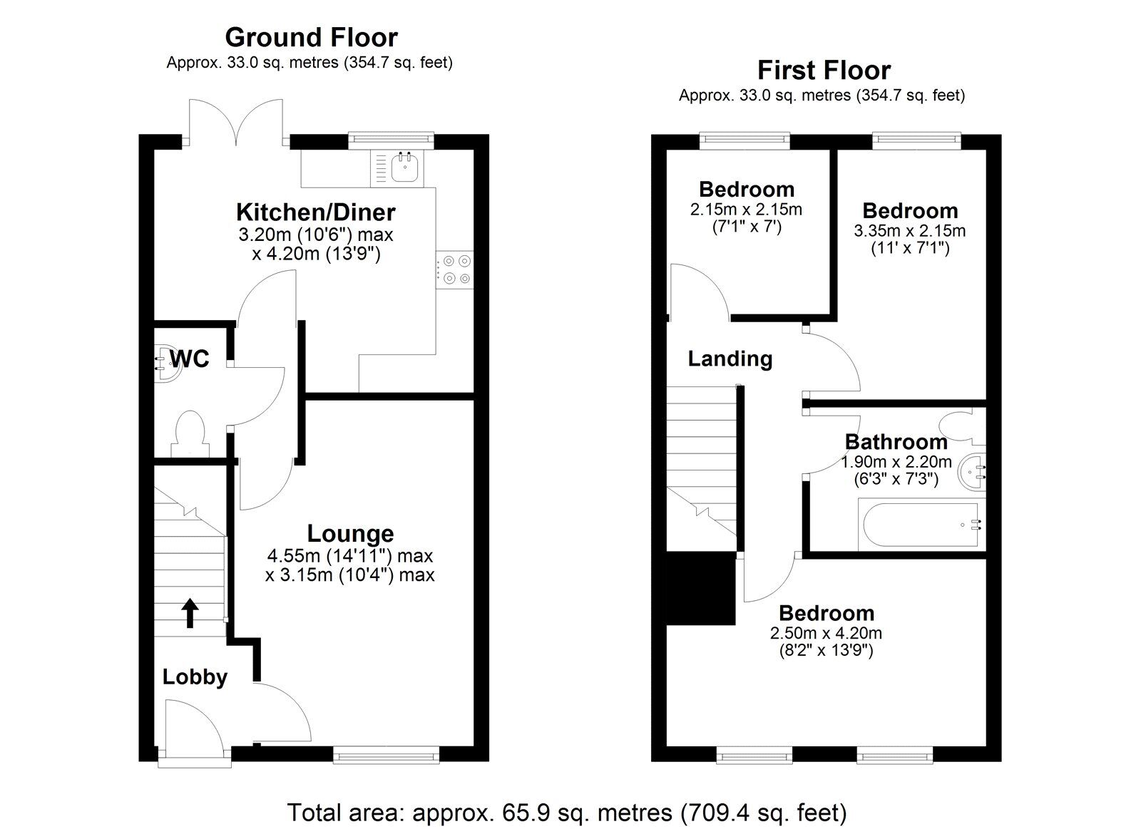 Floorplan of 3 bedroom Semi Detached House for sale, Bluebell Close, Leadgate, Durham, DH8