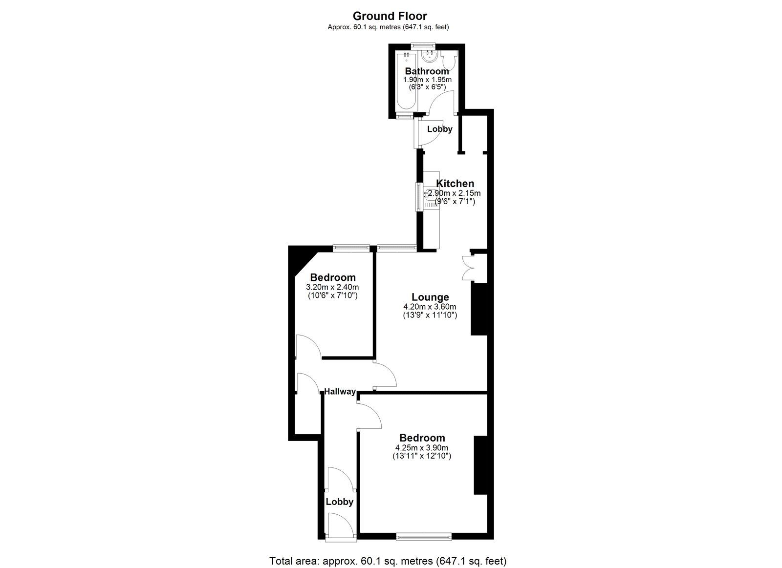 Floorplan of 2 bedroom  Flat for sale, Livingstone Street, Consett, Durham, DH8