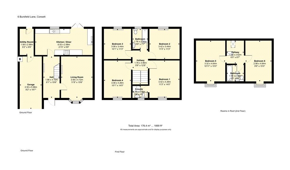Floorplan of 6 bedroom Detached House for sale, Butsfield Lane, Knitsley, Consett, Durham, DH8