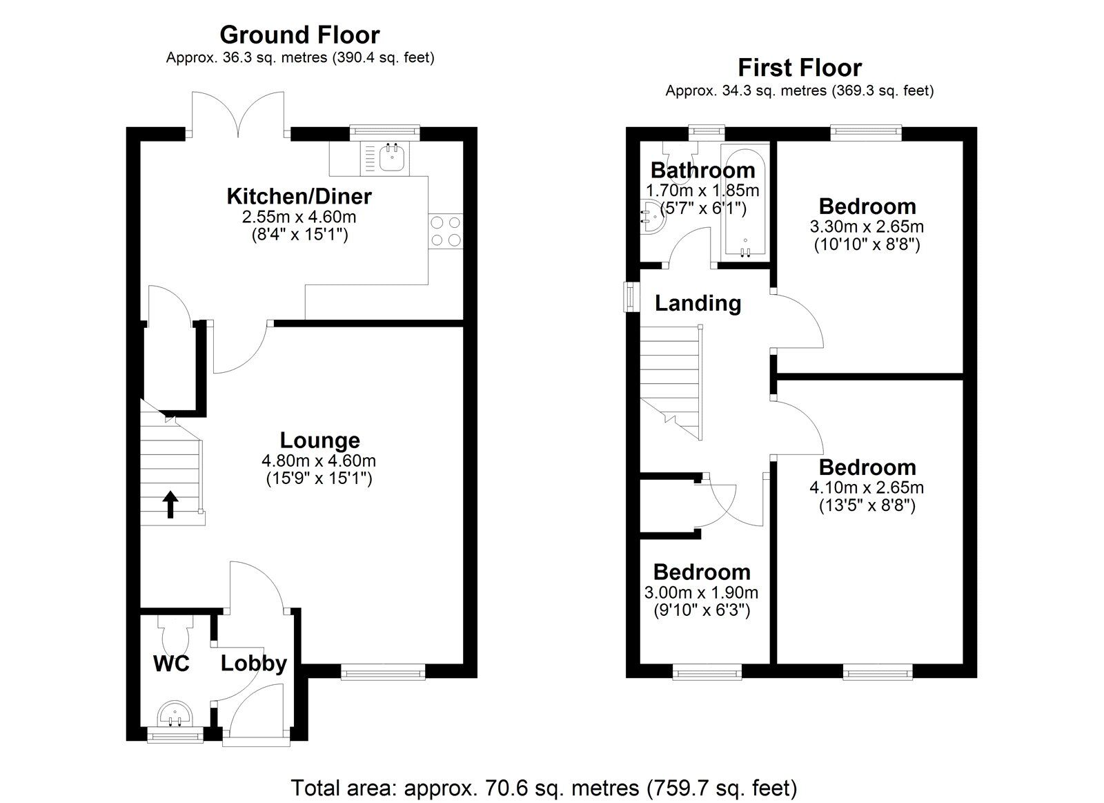 Floorplan of 3 bedroom End Terrace House for sale, Chapel Drive, Delves Lane, Consett, Durham, DH8