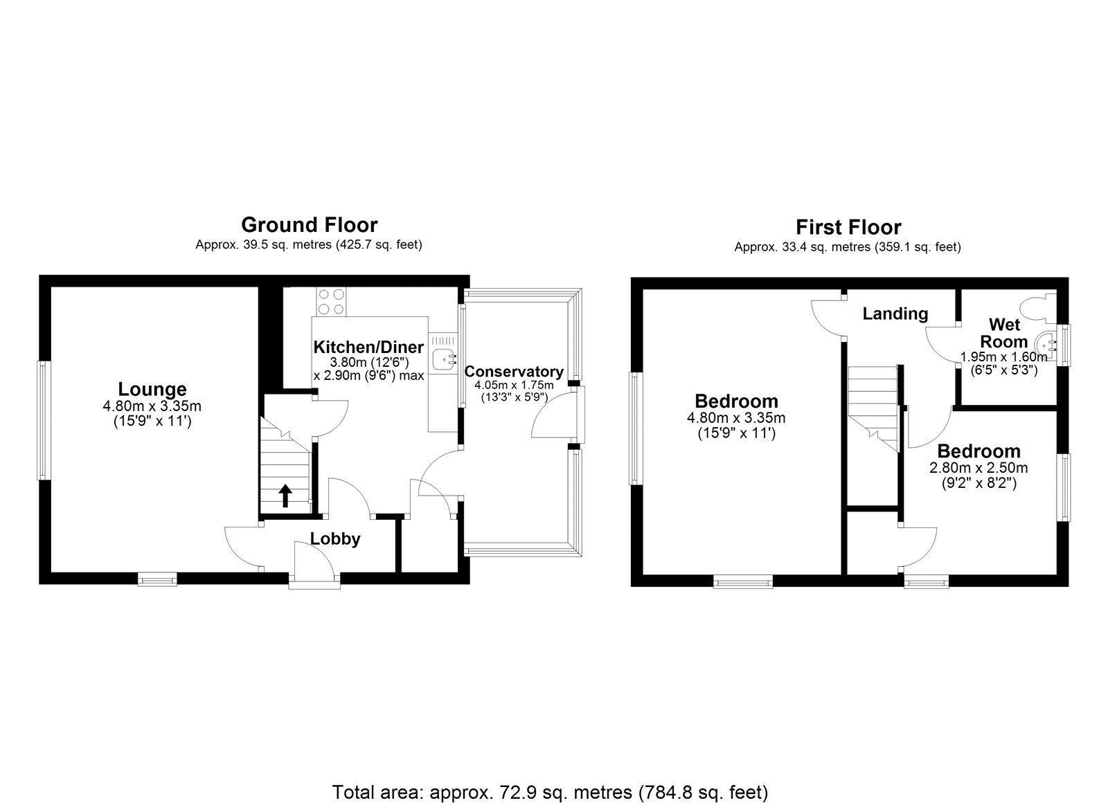 Floorplan of 2 bedroom Semi Detached House for sale, Unsworth Gardens, Consett, Durham, DH8