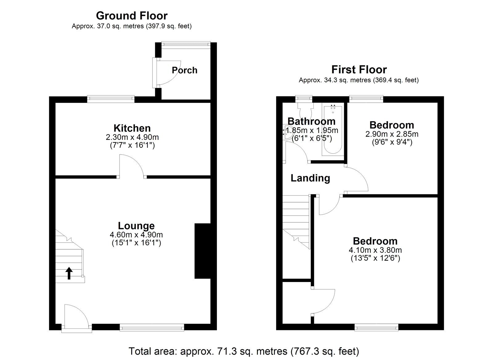 Floorplan of 2 bedroom Mid Terrace House for sale, Henley Gardens, Consett, Durham, DH8