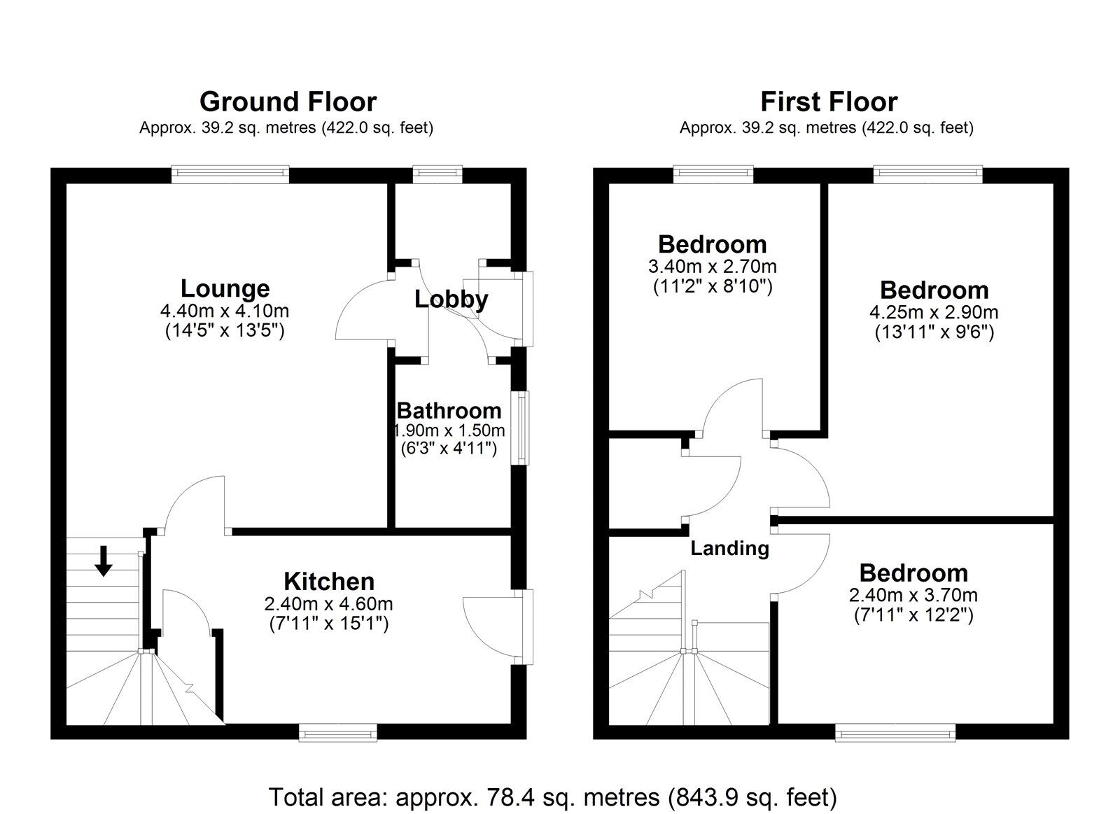 Floorplan of 3 bedroom Semi Detached House for sale, Thornfield Road, The Grove, Consett, Durham, DH8