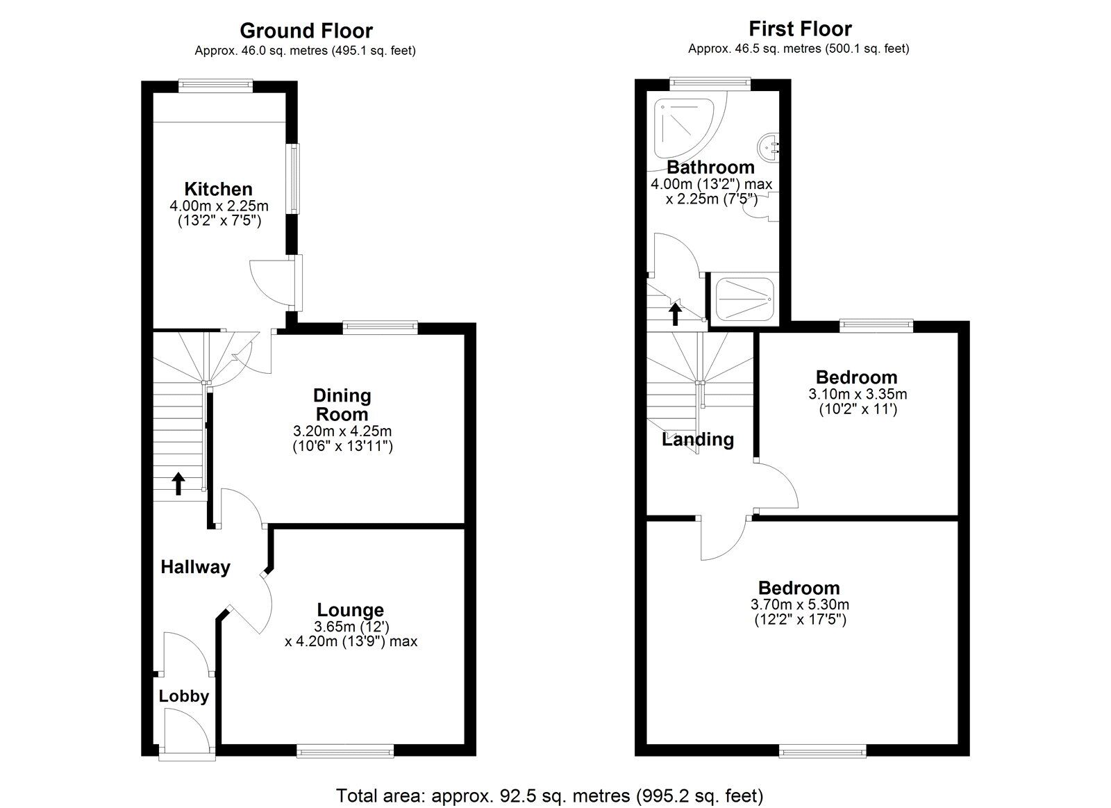 Floorplan of 2 bedroom Mid Terrace House for sale, Chirnside Terrace, Stanley, Durham, DH9