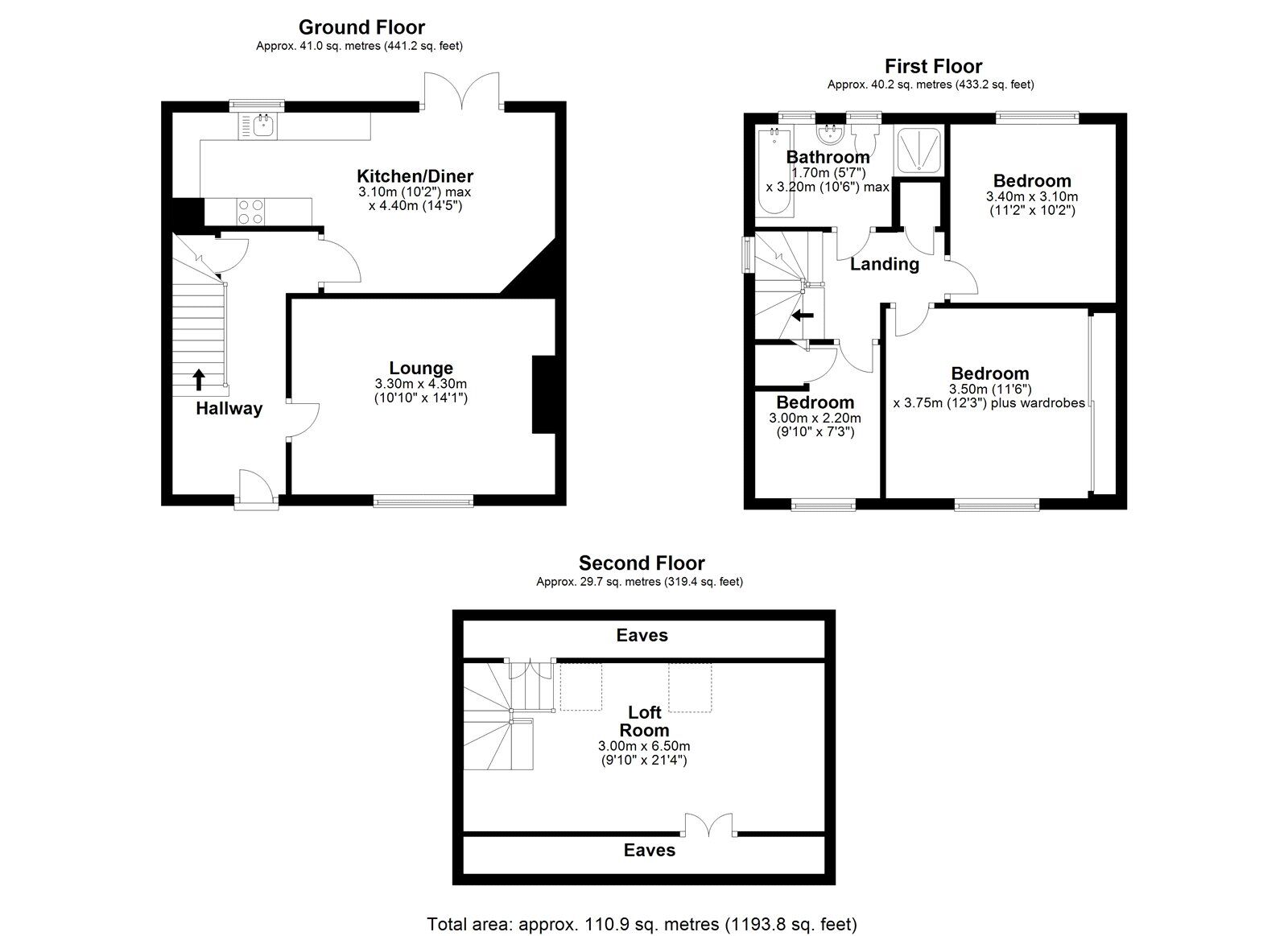 Floorplan of 3 bedroom Semi Detached House for sale, Warwick Avenue, Moorside, Consett, Durham, DH8