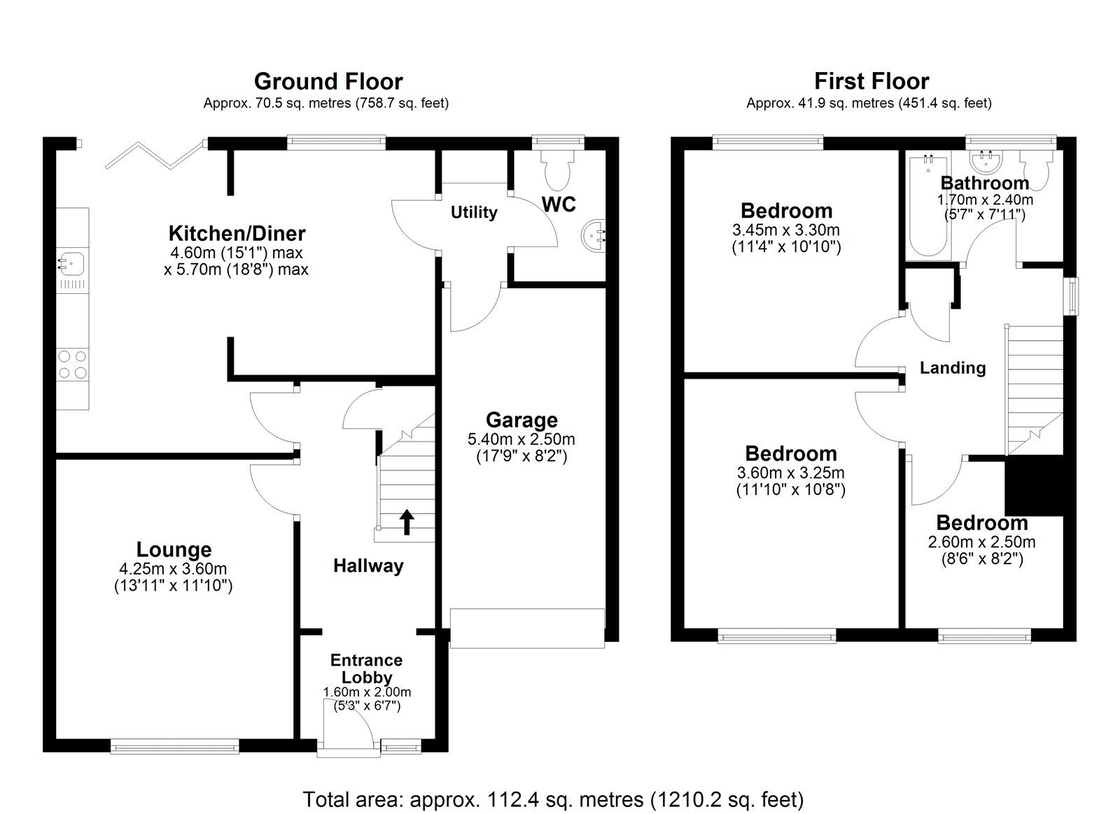 Floorplan of 3 bedroom Detached House for sale, Fairways, Consett, Durham, DH8