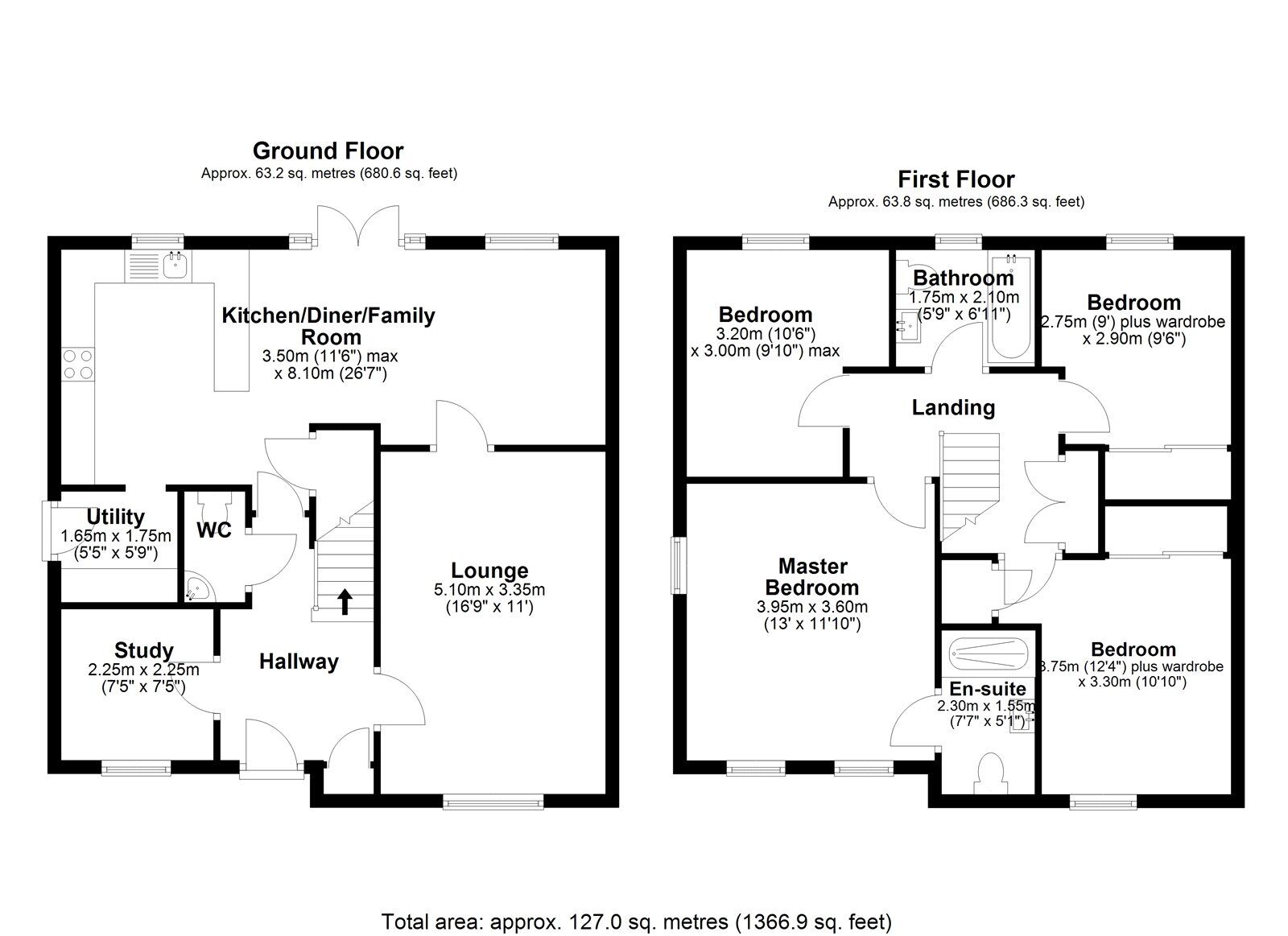 Floorplan of 4 bedroom Detached House for sale, Jackson Close, Consett, Durham, DH8