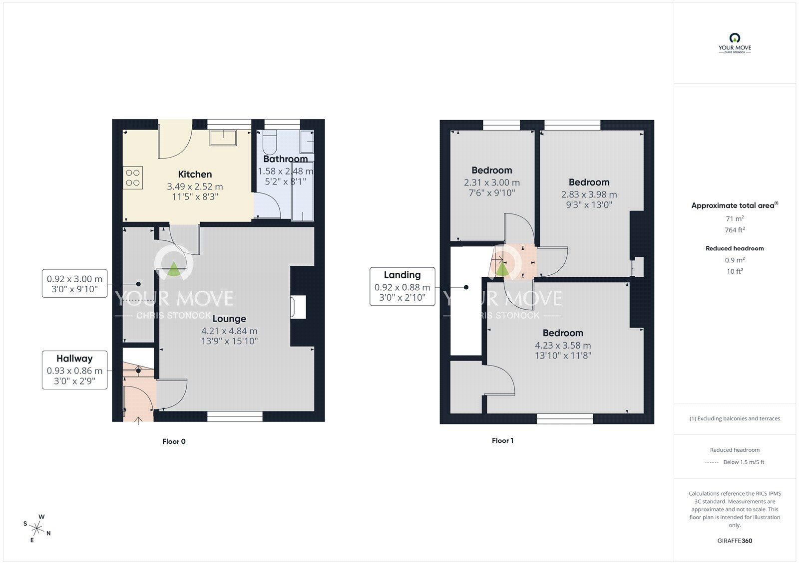 Floorplan of 3 bedroom Mid Terrace House for sale, New Watling Street  Leadgate, Consett, Durham, DH8