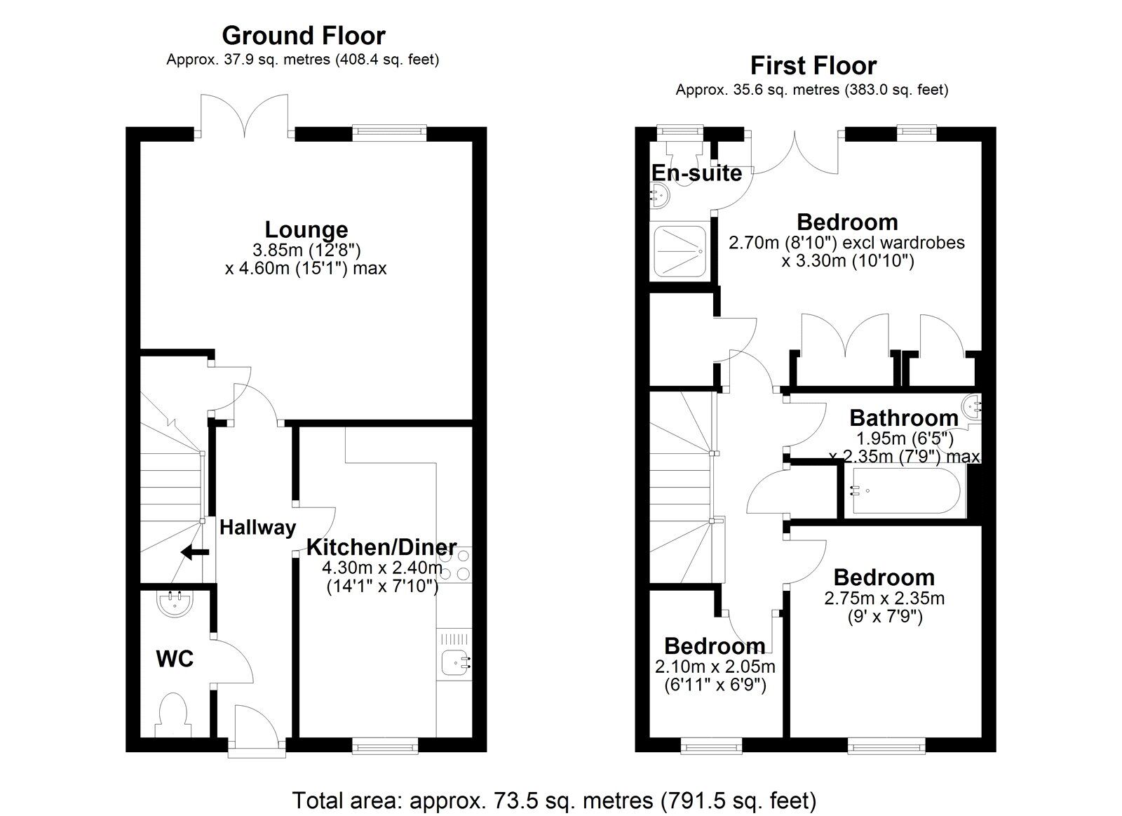 Floorplan of 3 bedroom Semi Detached House for sale, Deepdale Drive, Delves Lane, Consett, Durham, DH8