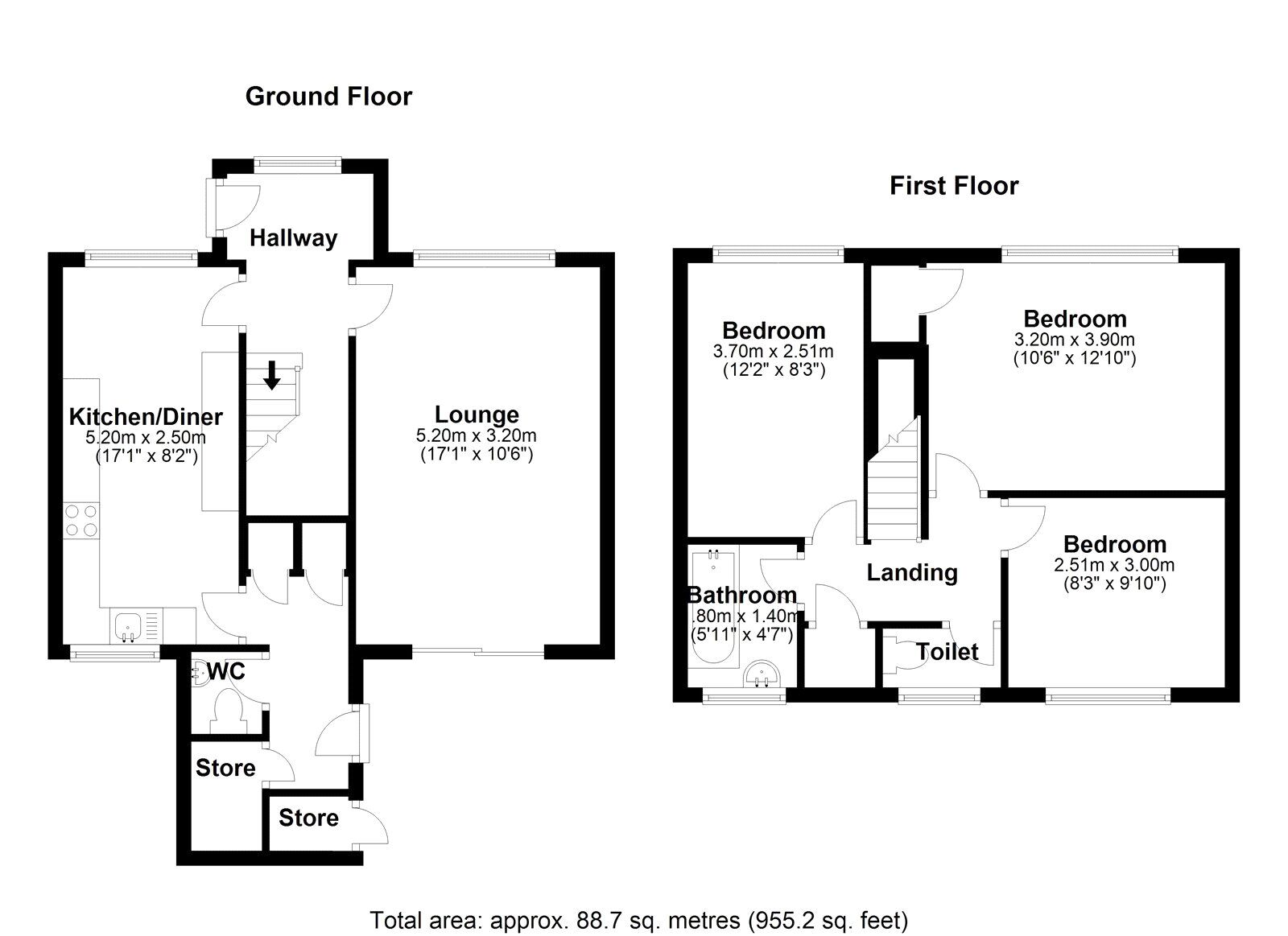 Floorplan of 3 bedroom House to rent, Woody Close, Delves Lane, Consett, Durham, DH8