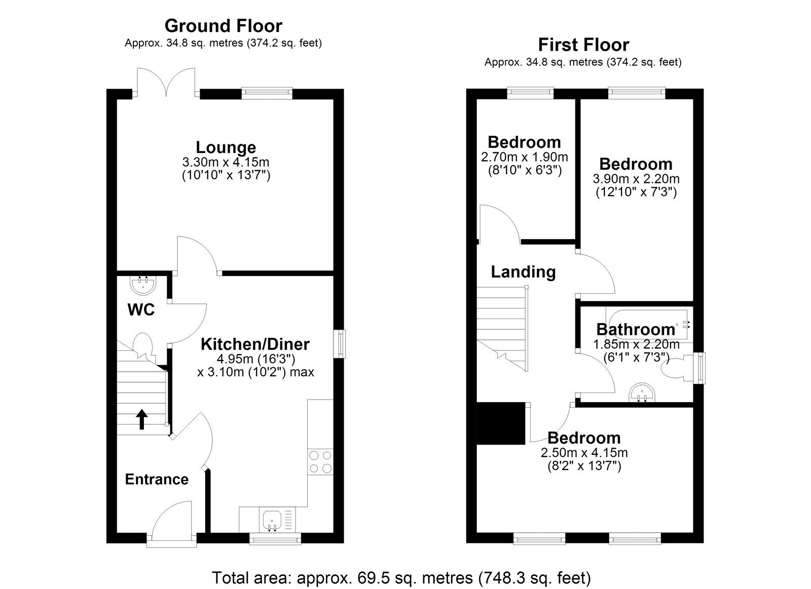 Floorplan of 3 bedroom Semi Detached House for sale, Dewhirst Close, Leadgate, Durham, DH8