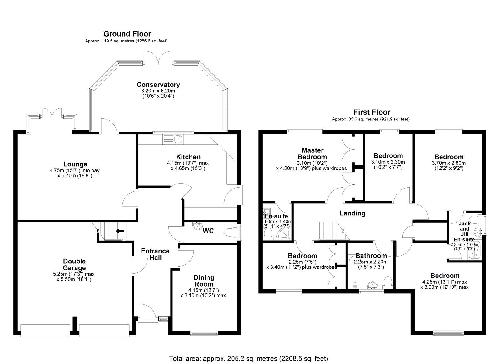 Floorplan of 5 bedroom Detached House for sale, Romaldkirk Close, Consett, Durham, DH8