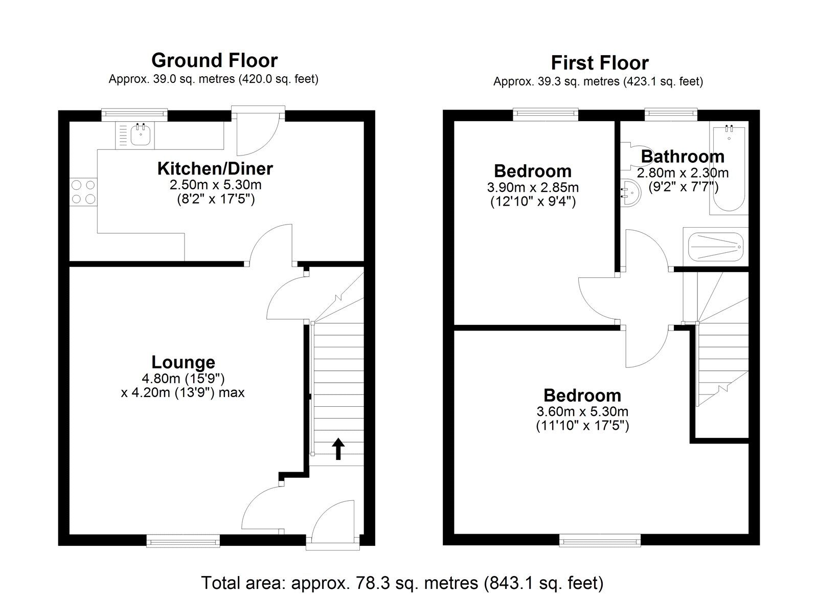 Floorplan of 2 bedroom End Terrace House for sale, Tindale Street, Leadgate, Consett, Durham, DH8