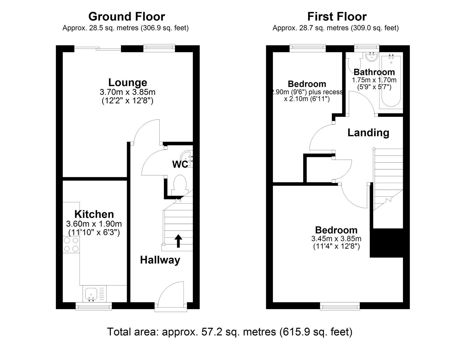 Floorplan of 2 bedroom End Terrace House to rent, Valley Close, Stanley, Durham, DH9
