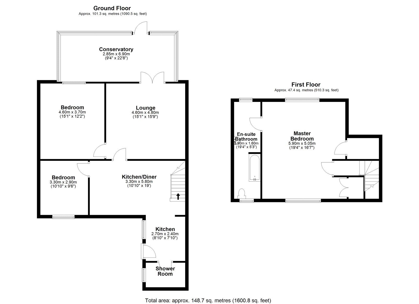 Floorplan of 3 bedroom Mid Terrace Bungalow for sale, Villa Real Bungalows, Consett, Durham, DH8
