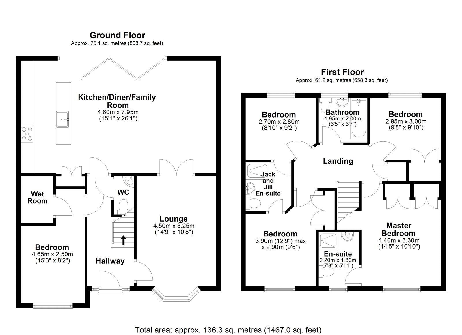 Floorplan of 5 bedroom Detached House for sale, Holwick Close, Templetown, Consett, Durham, DH8