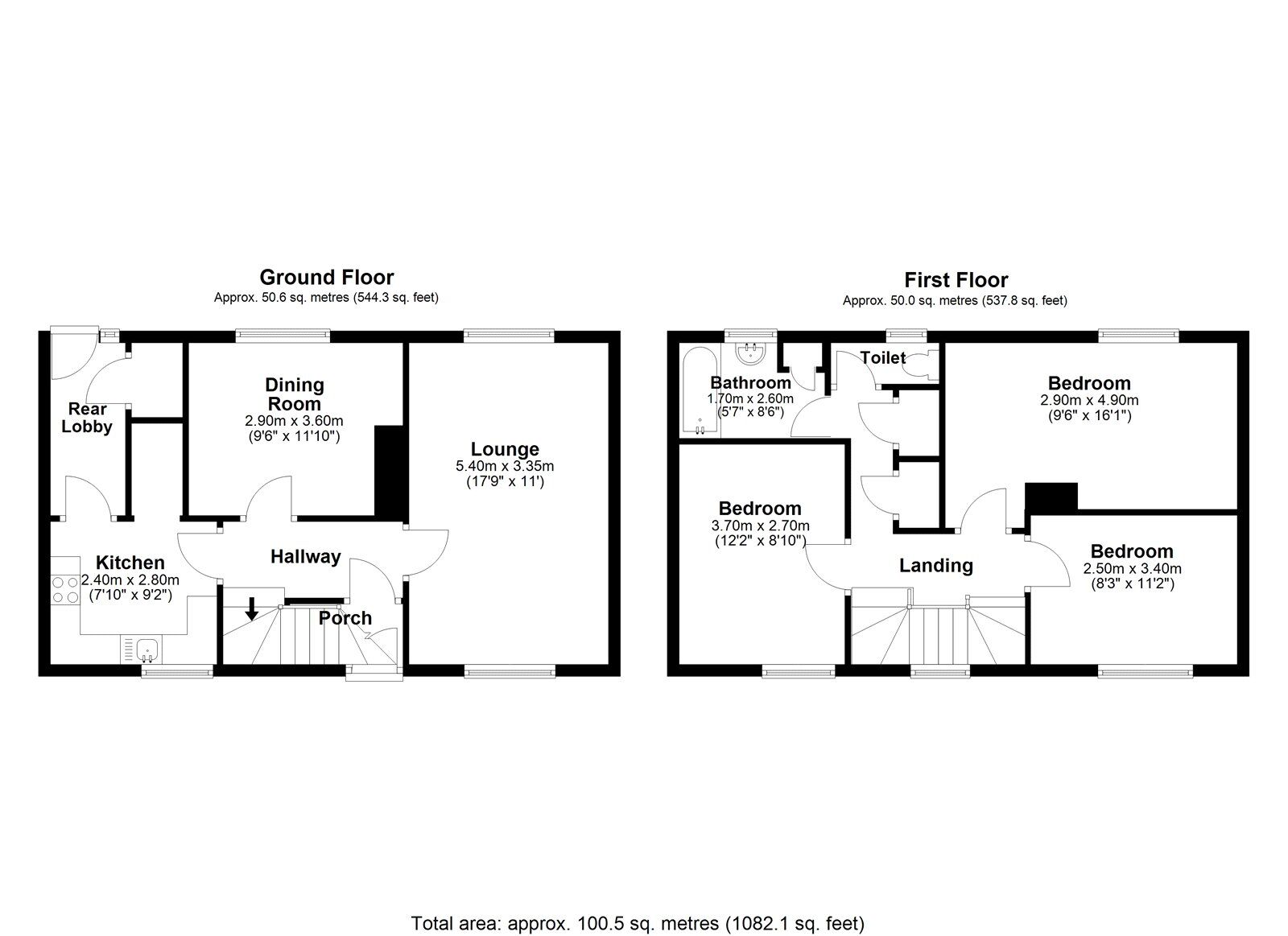 Floorplan of 3 bedroom Mid Terrace House for sale, Derby Drive, Moorside, Consett, Durham, DH8