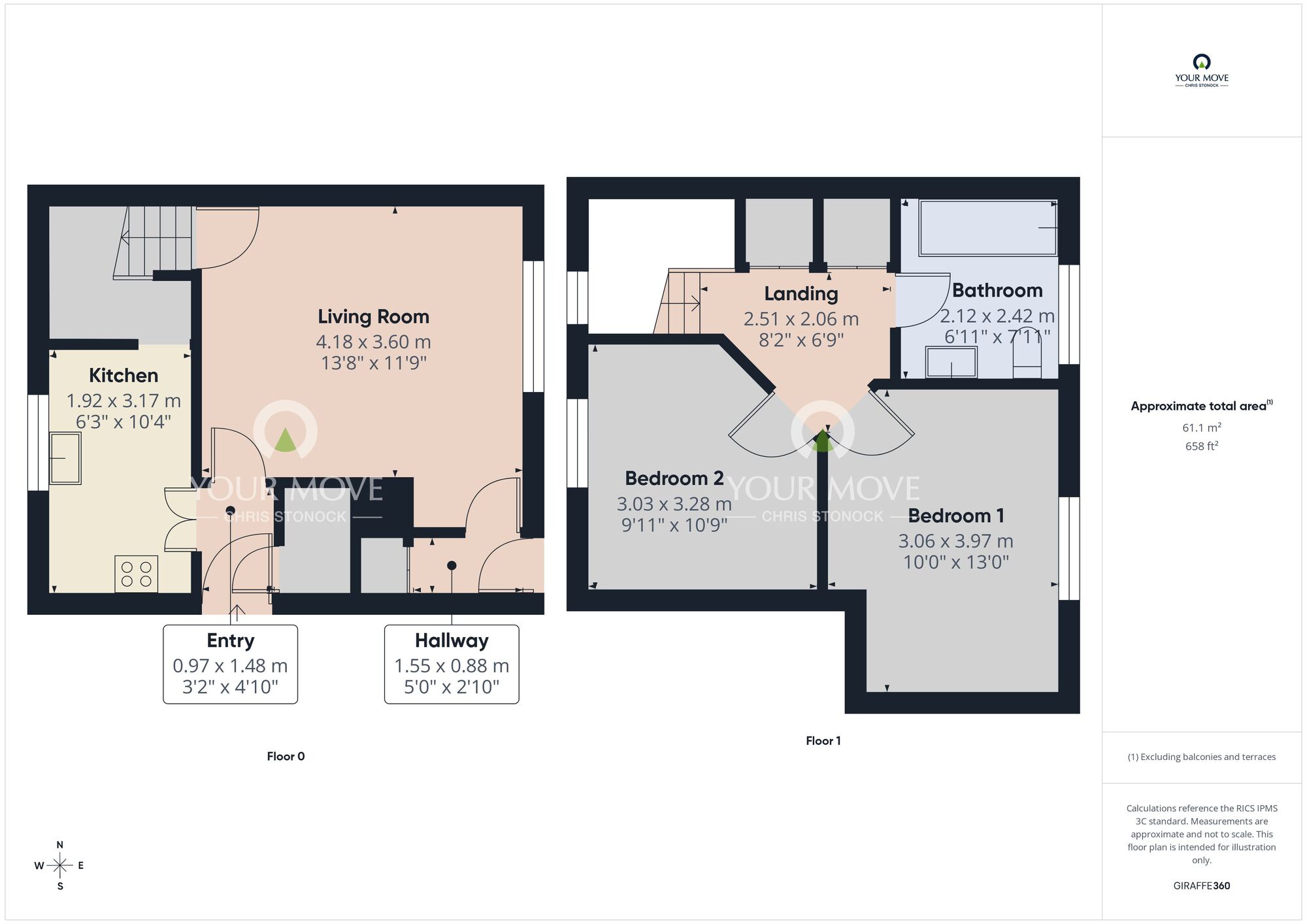Floorplan of 2 bedroom Mid Terrace House for sale, Hydenside, The Grove, Consett, Durham, DH8