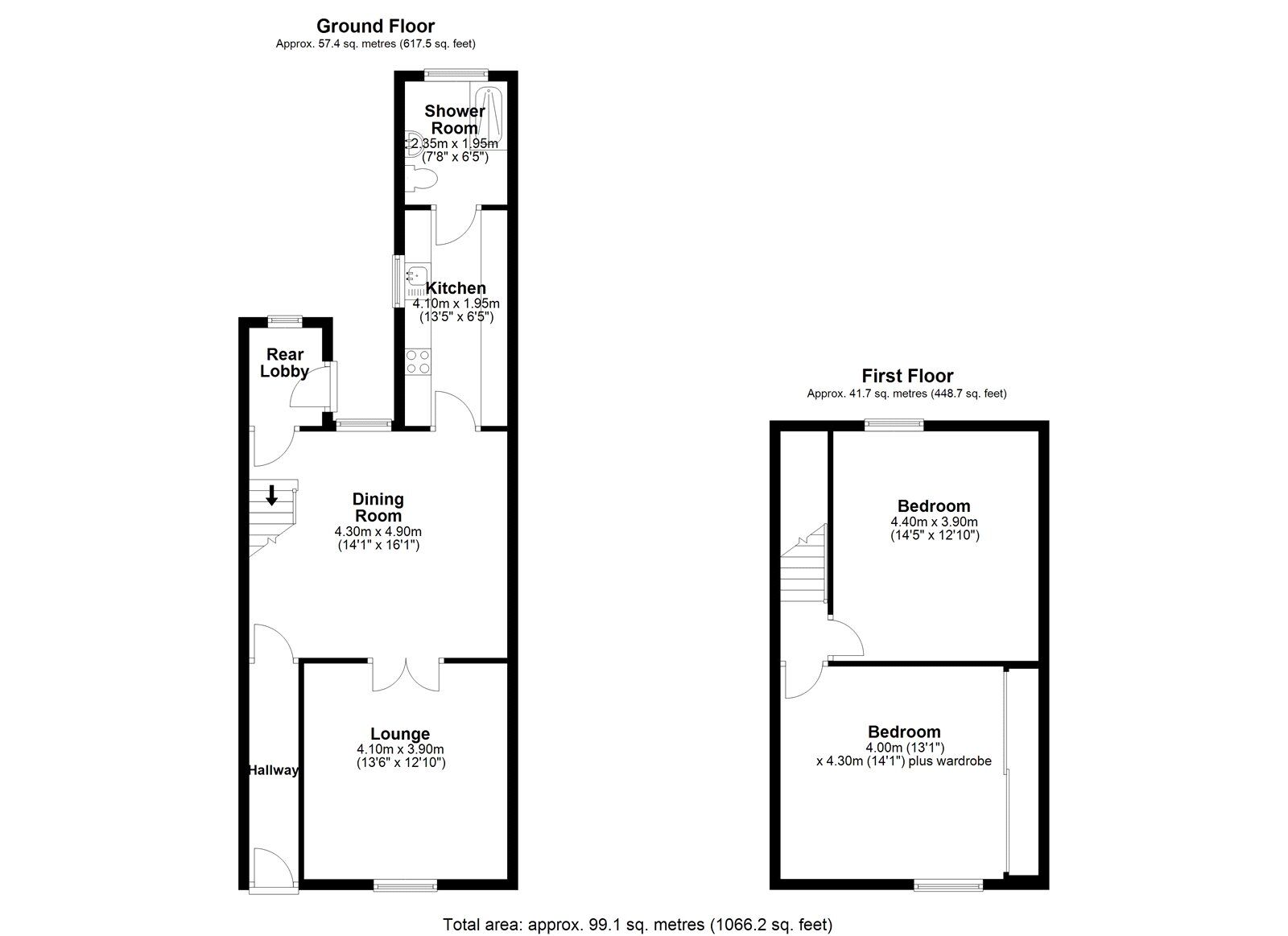 Floorplan of 2 bedroom Mid Terrace House for sale, Louisa Terrace, Stanley, Durham, DH9