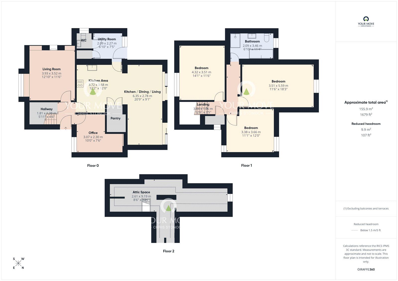 Floorplan of 3 bedroom Semi Detached House for sale, The Crescent, Consett, Durham, DH8